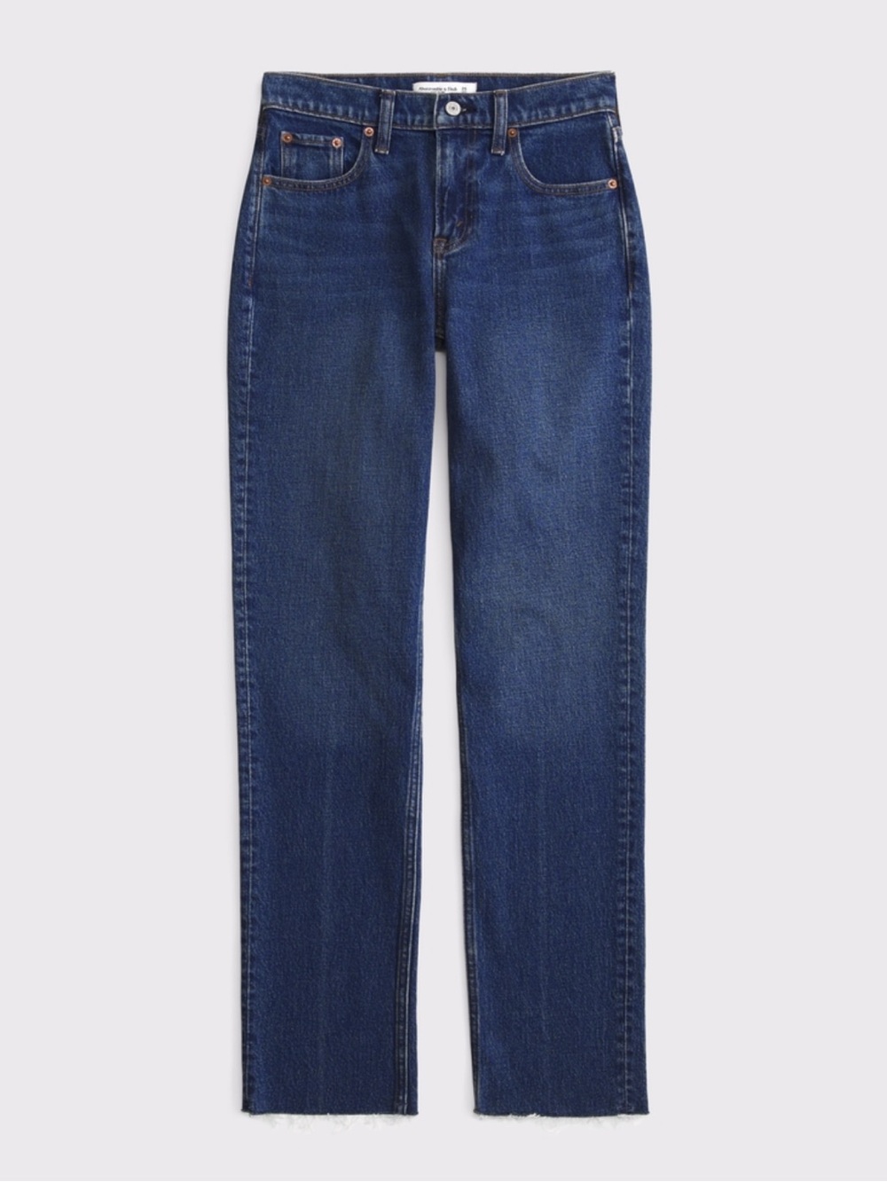 Abercrombie Women’s Curve Love Mid Rise Frayed Hem 90s Straight Jean